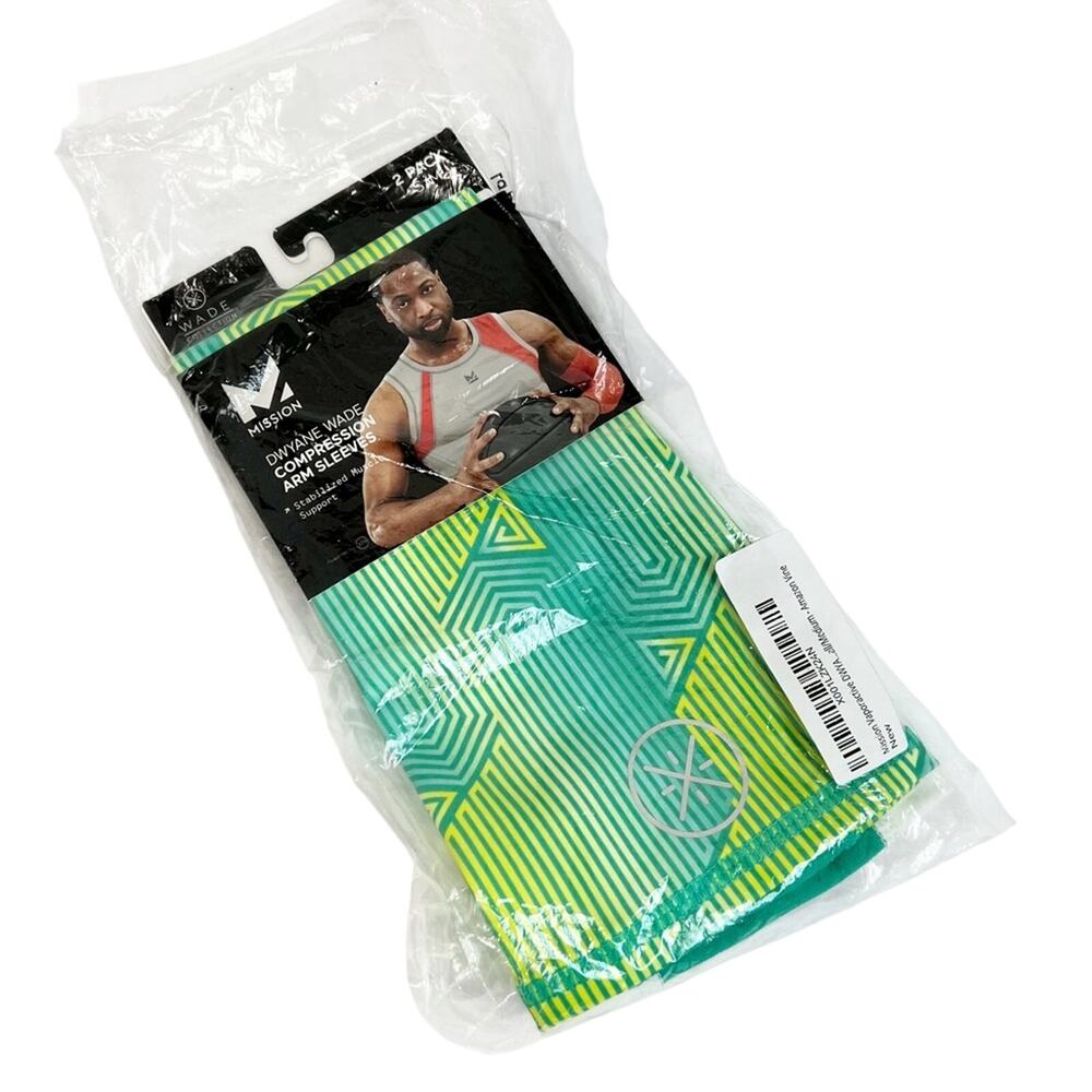 MISSION DWYANE WADE COMPRESSION SLEEVES MUSCLE SUPPORT S/M 2 PACK NEW